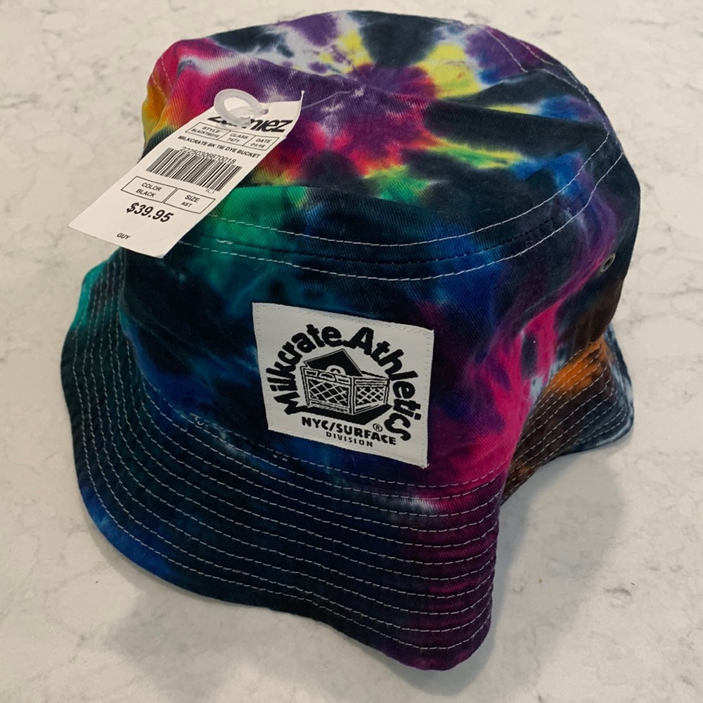 Milkcrate Athletics Tie Dye Bucket Hat NWT Black / Multi Color Combo